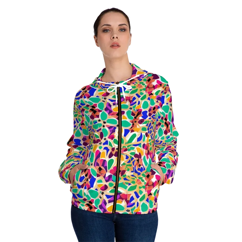 Confetti Bloom on Women's Full-Zip Hoodie — Front On Person
