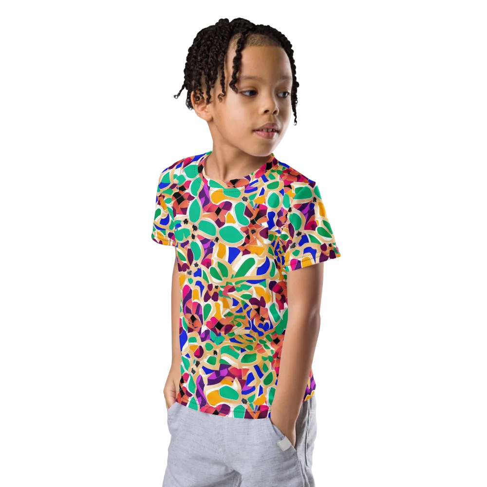 Confetti Bloom on Kids Crew Neck T-Shirt — Left Front