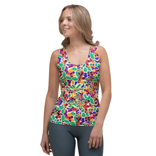 Confetti Bloom on a Women's Tank Top