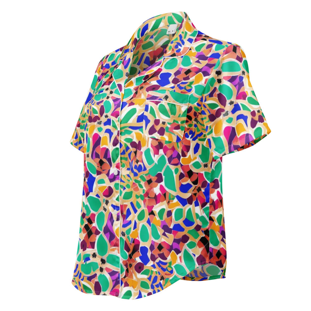 Confetti Bloom on Women's Short Sleeve Pajama Top — Left Front