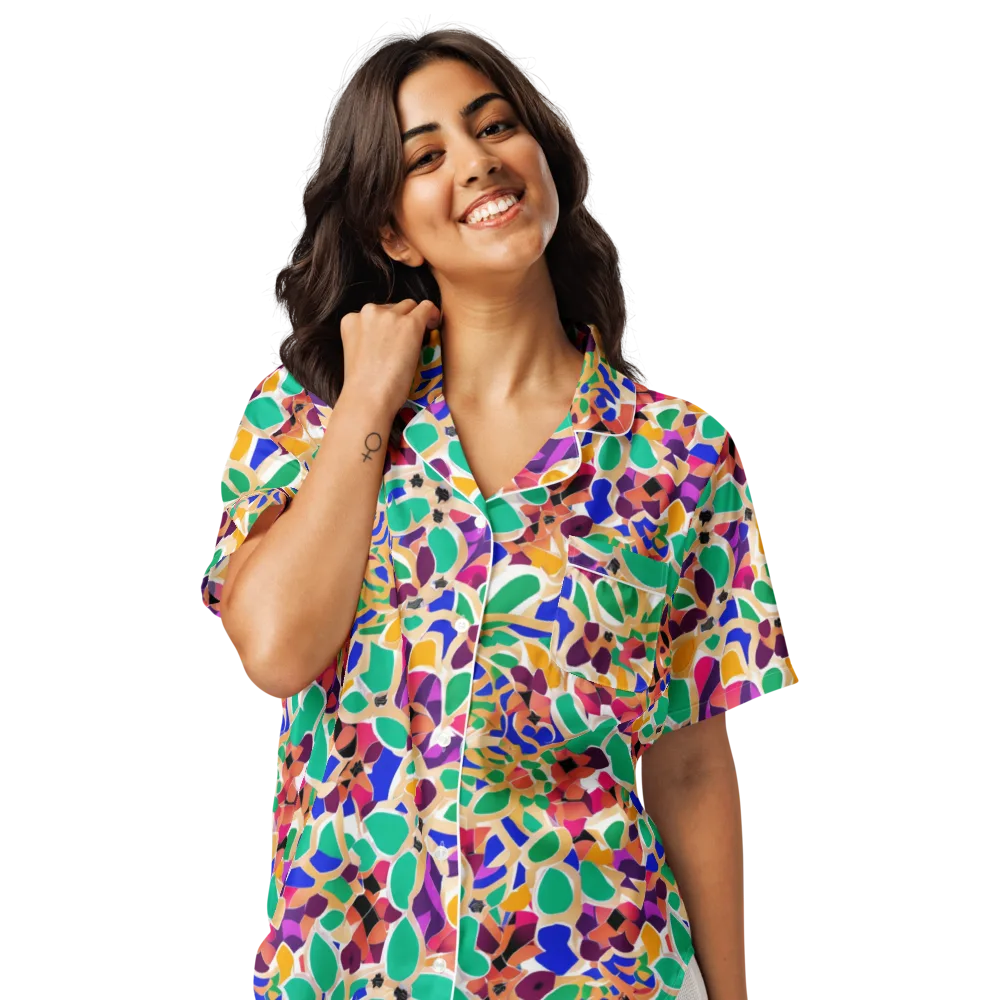 Confetti Bloom on Women's Short Sleeve Pajama Top — Front