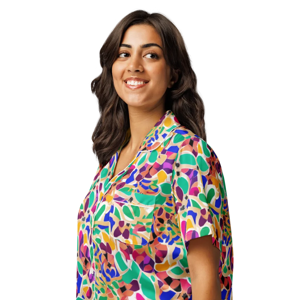 Confetti Bloom on Women's Short Sleeve Pajama Top — Left Front