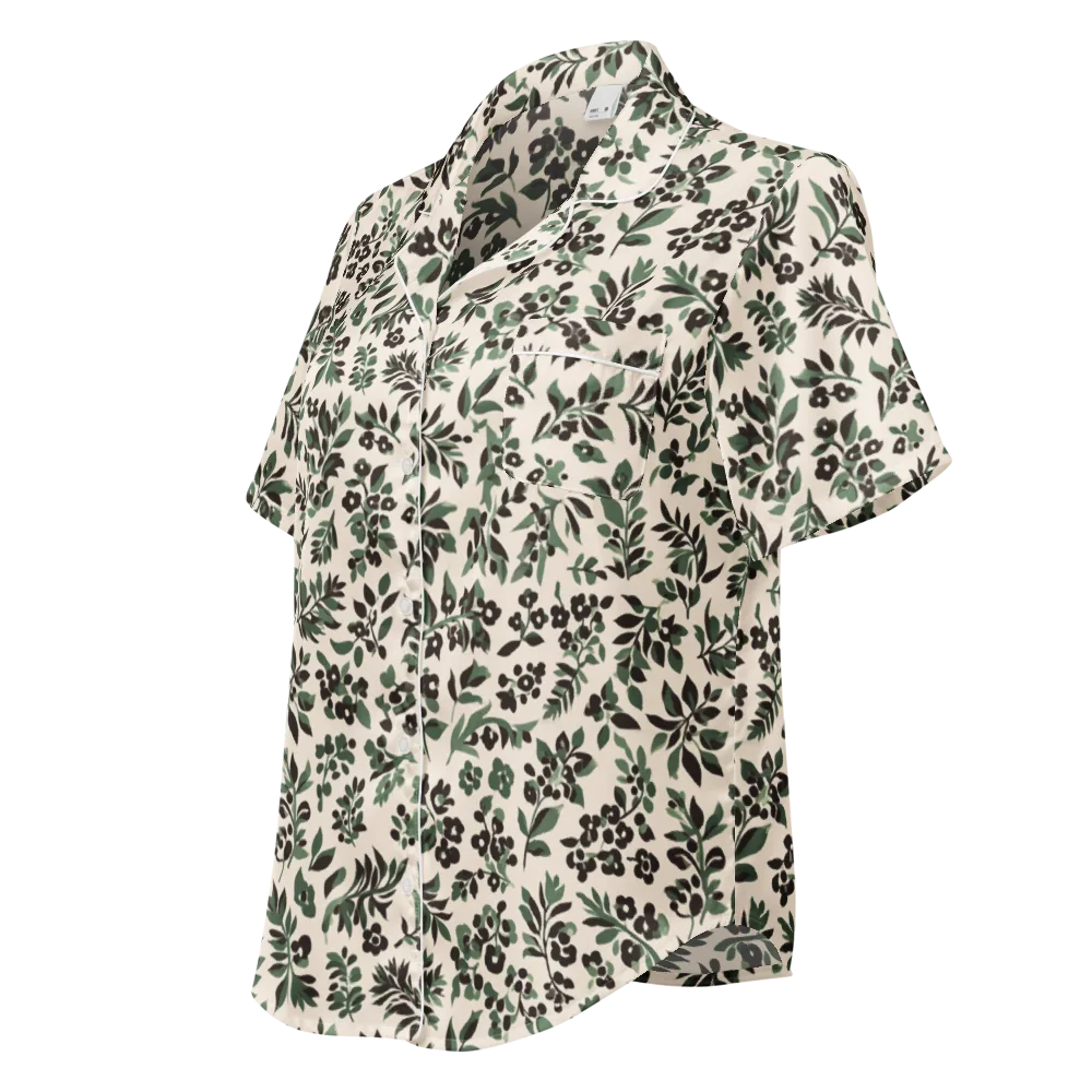 Verdant Ink on Women's Short Sleeve Pajama Top — Left Front