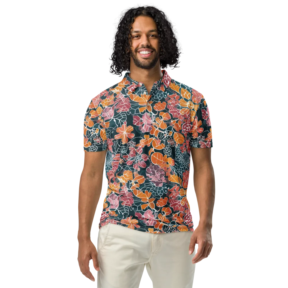 Tidal Garden on Men's Slim Fit Polo Shirt — Front