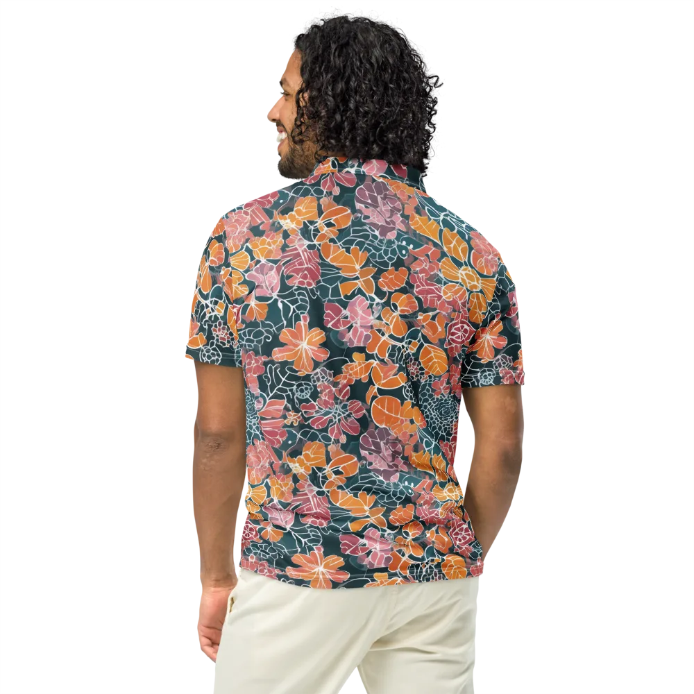 Tidal Garden on Men's Slim Fit Polo Shirt — Back