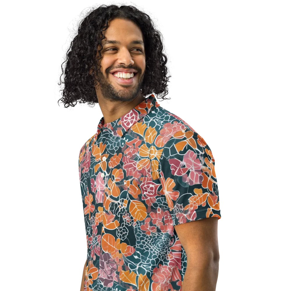 Tidal Garden on Men's Slim Fit Polo Shirt — Left Front