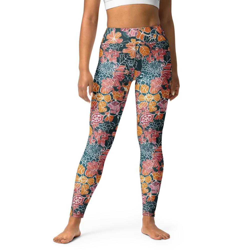 Tidal Garden on Yoga Leggings — Front