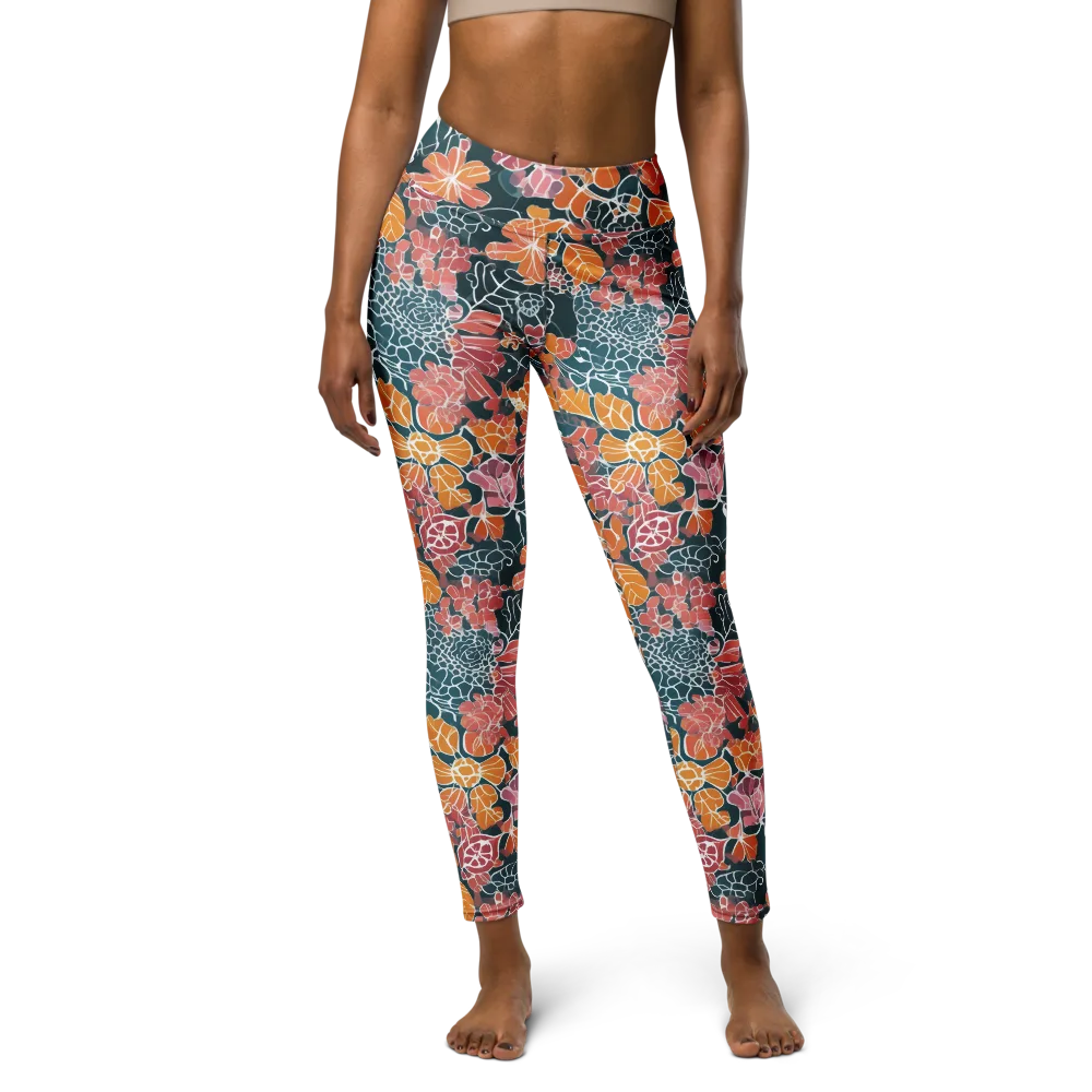 Tidal Garden on Yoga Leggings — Front