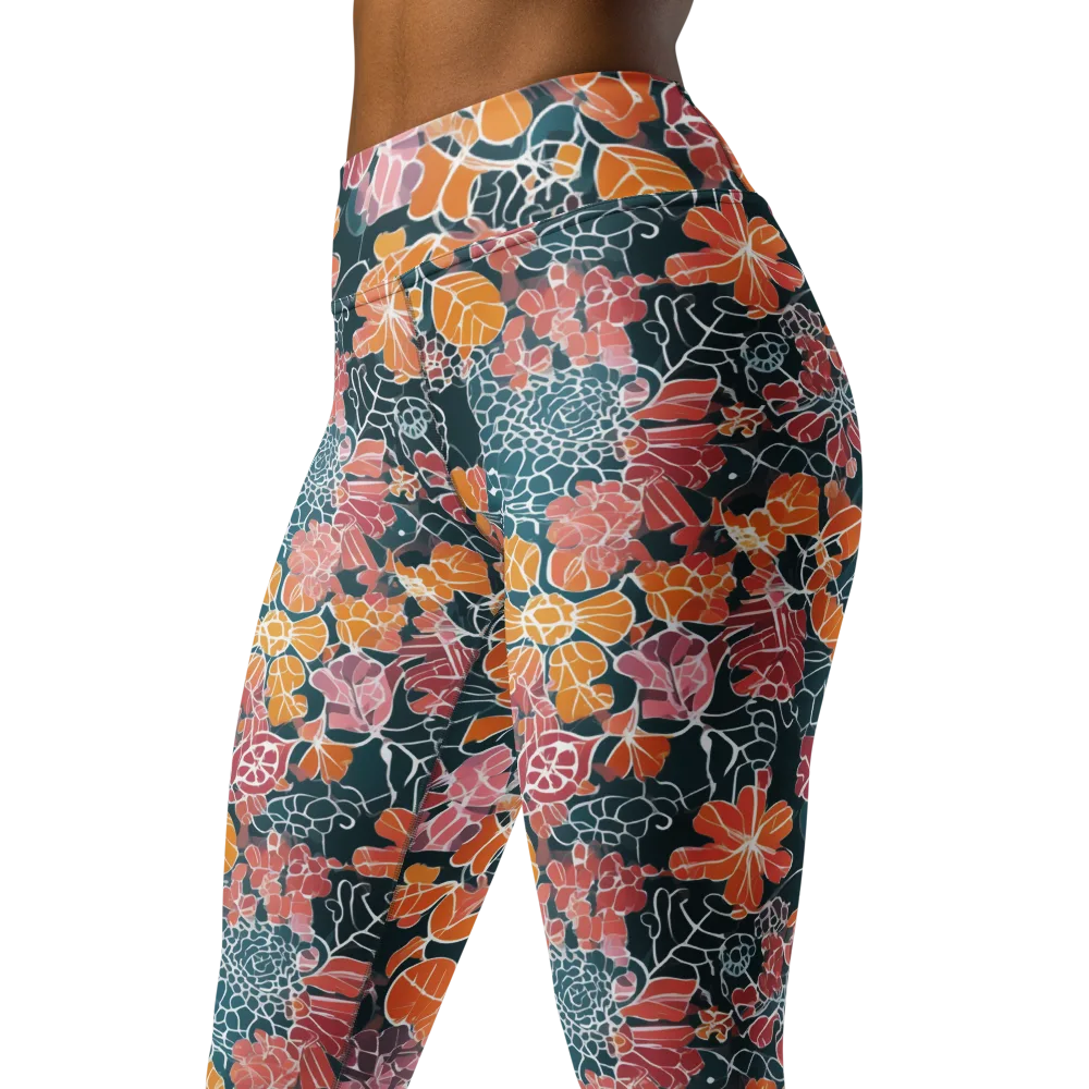 Tidal Garden on Yoga Leggings — Left Front