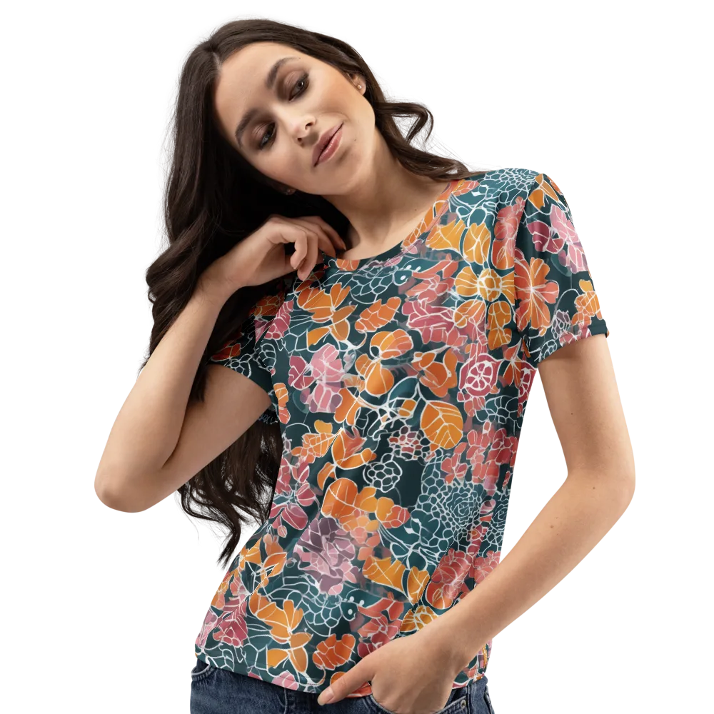 Tidal Garden on Women's Crew Neck T-Shirt — Left Front