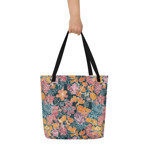 Tidal Garden on a Large Tote Bag W/ Pocket