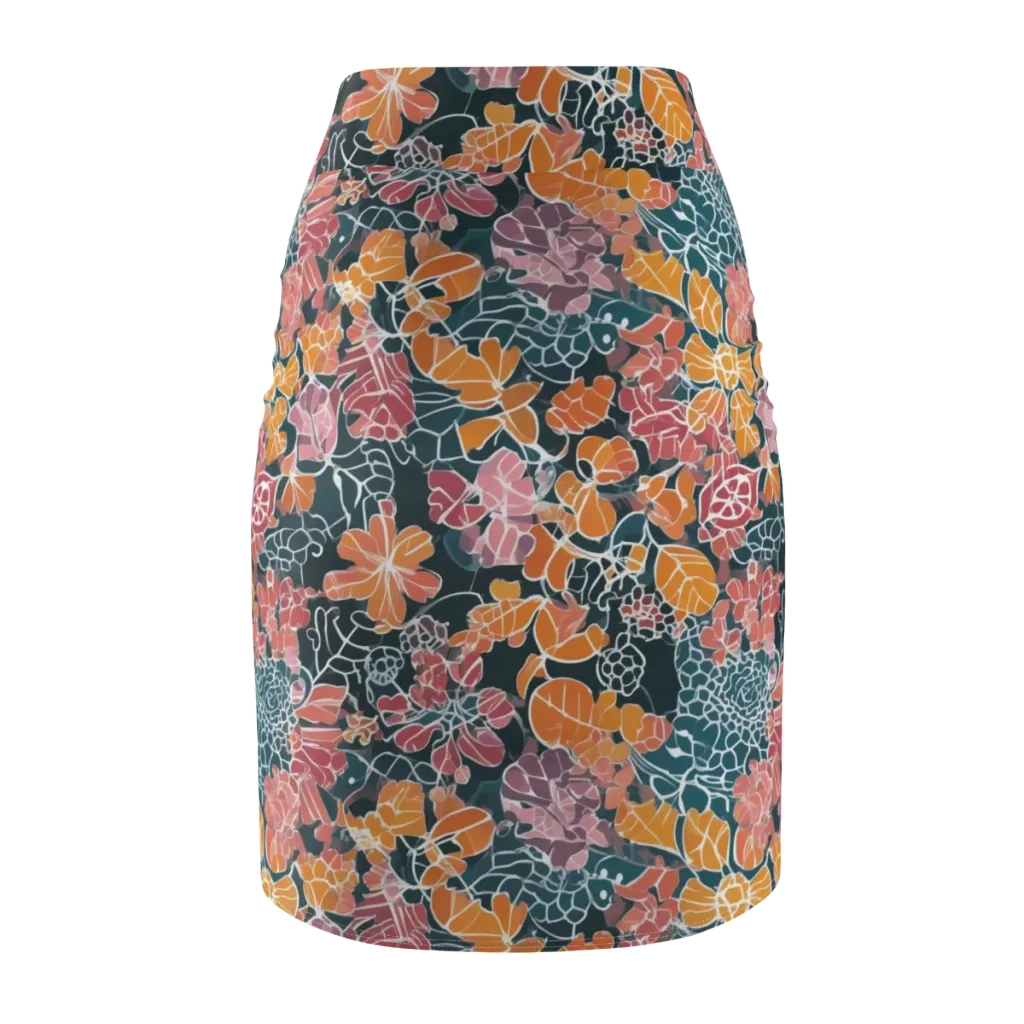 Tidal Garden on Pencil Skirt — Back