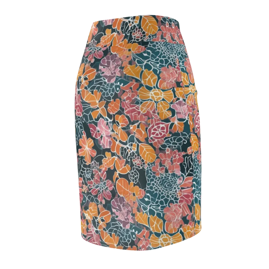 Tidal Garden on Pencil Skirt — Back Side