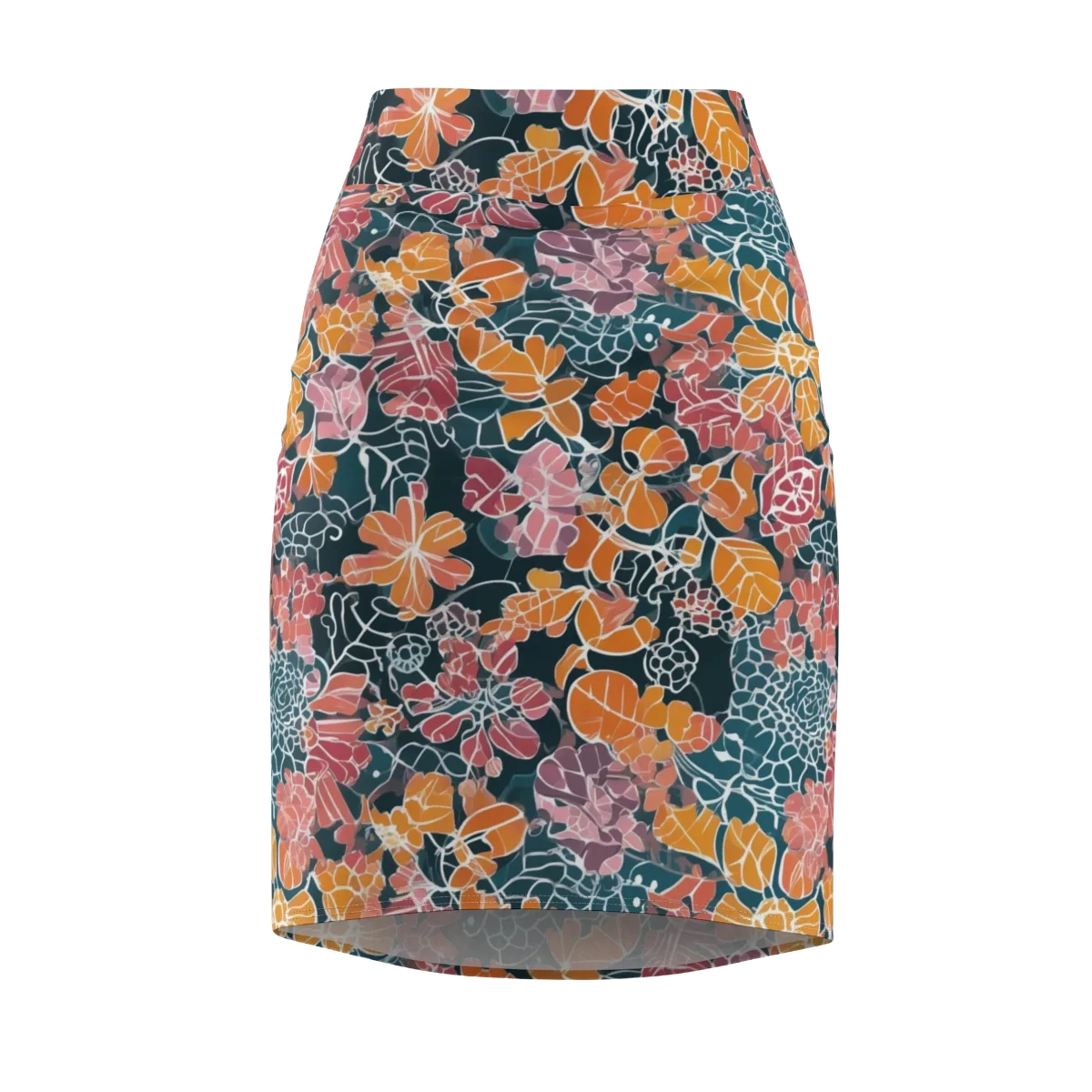 Tidal Garden on Pencil Skirt — Front