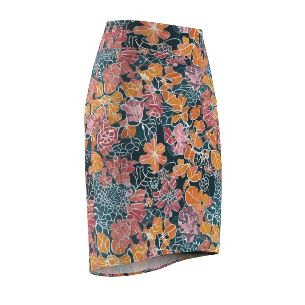 Tidal Garden on Pencil Skirt — Front Side