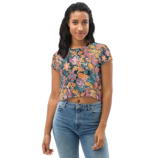 Tidal Garden on a Crop Tee