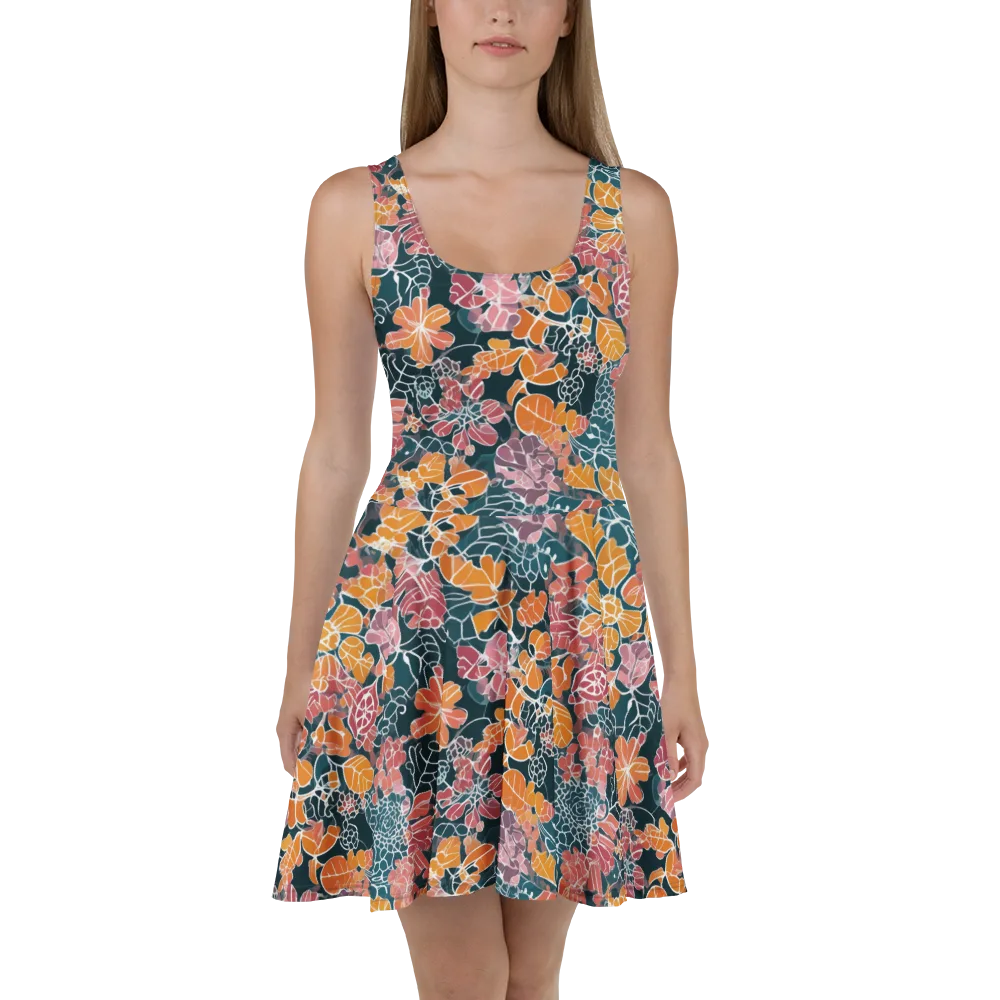 Tidal Garden on Skater Dress — Front