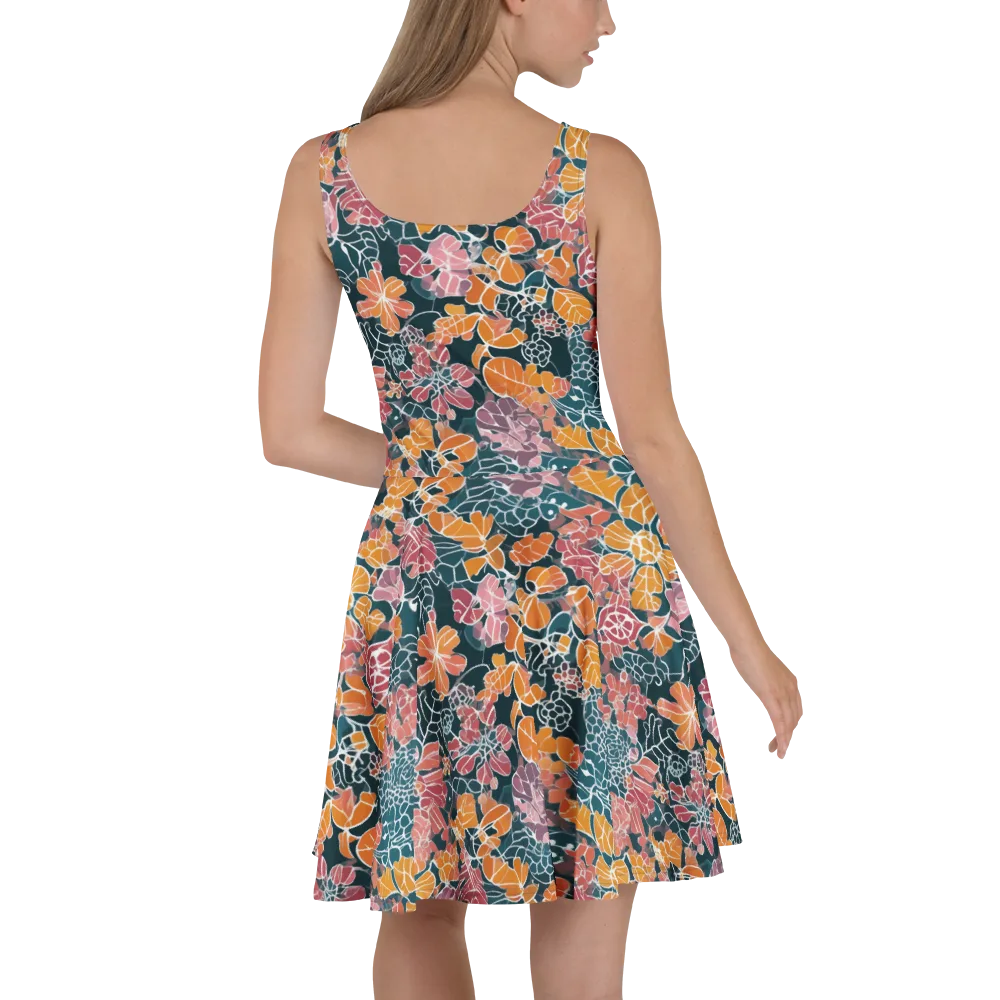 Tidal Garden on Skater Dress — Back