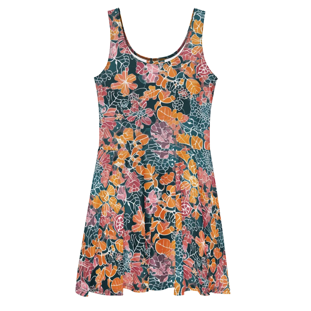 Tidal Garden on Skater Dress — Front