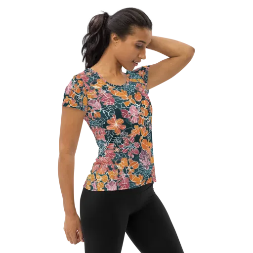 Tidal Garden on a Women's Athletic T-Shirt