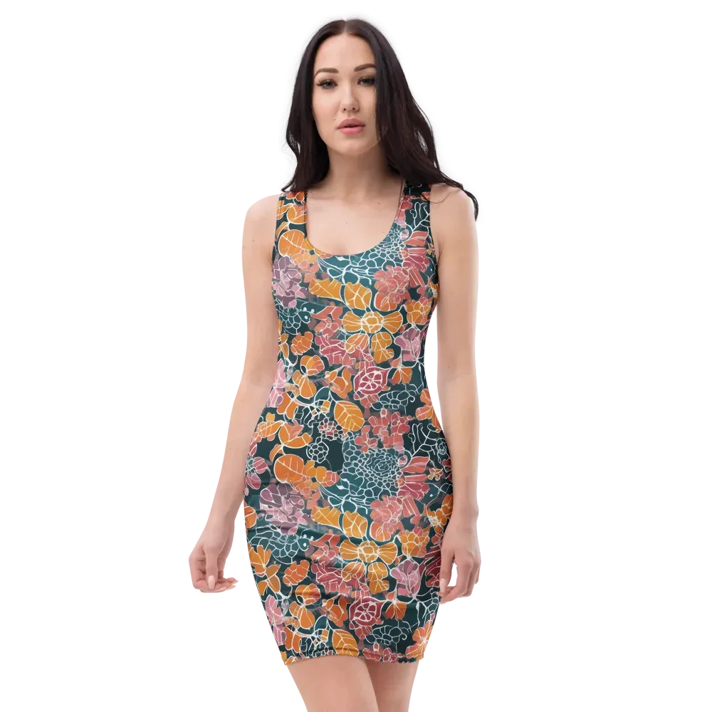 Tidal Garden on Bodycon Dress — Front