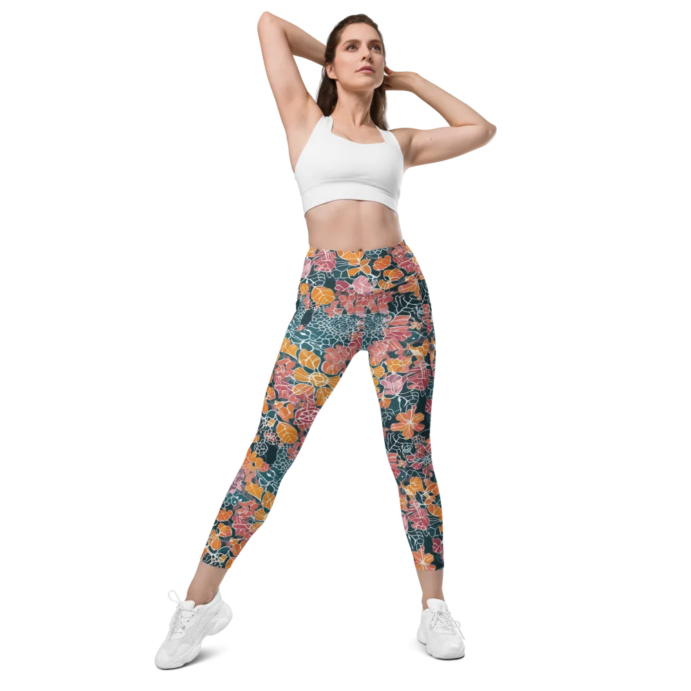 Tidal Garden on Leggings with Pockets — Front