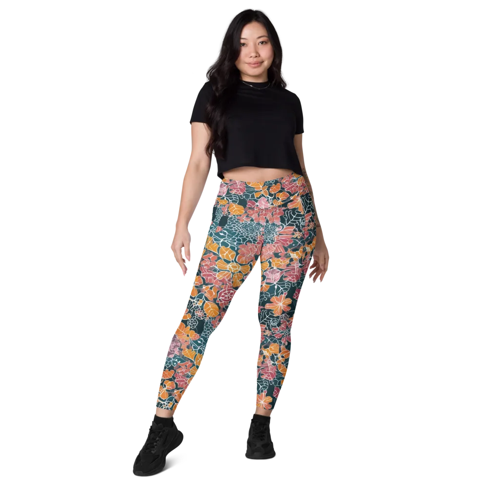 Tidal Garden on Leggings with Pockets — Front