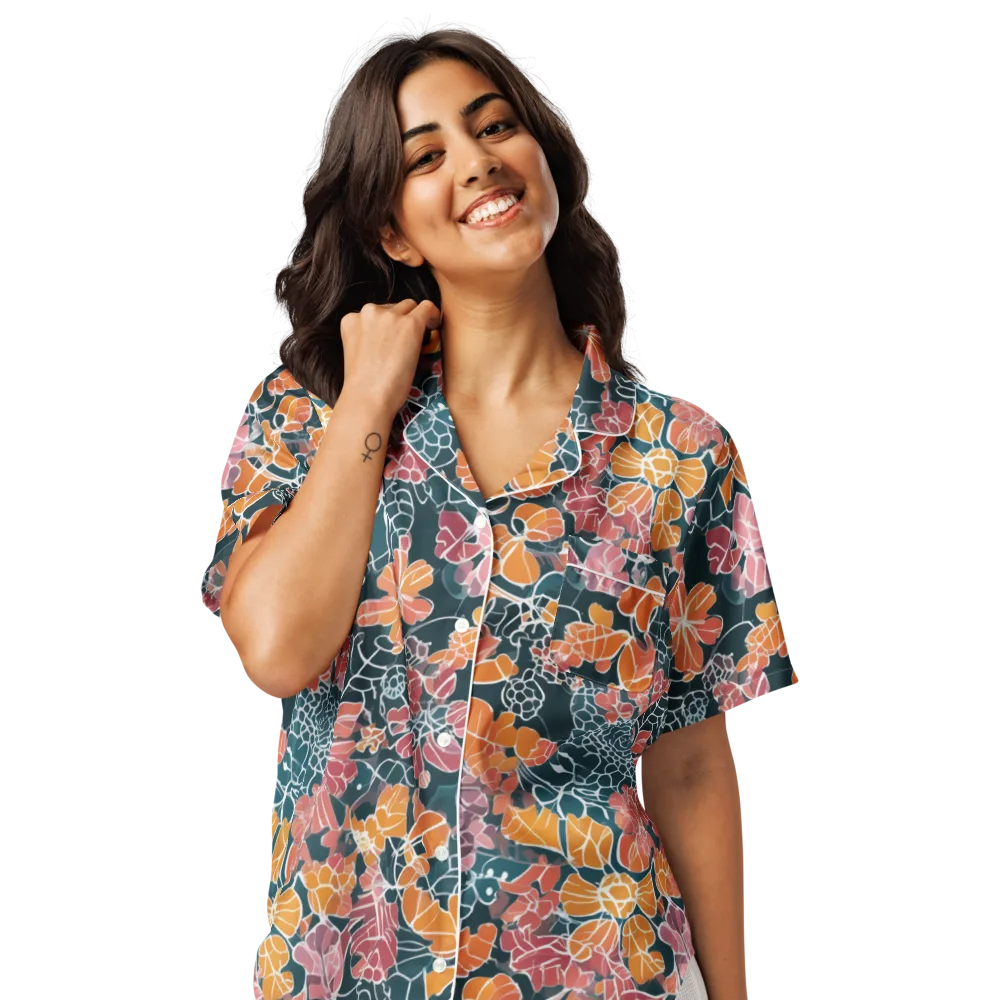 Tidal Garden on Women's Short Sleeve Pajama Top — Front