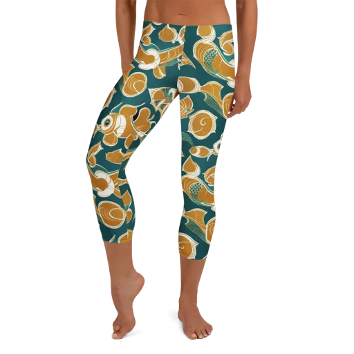 Gilded Koi Current on a Capri Leggings