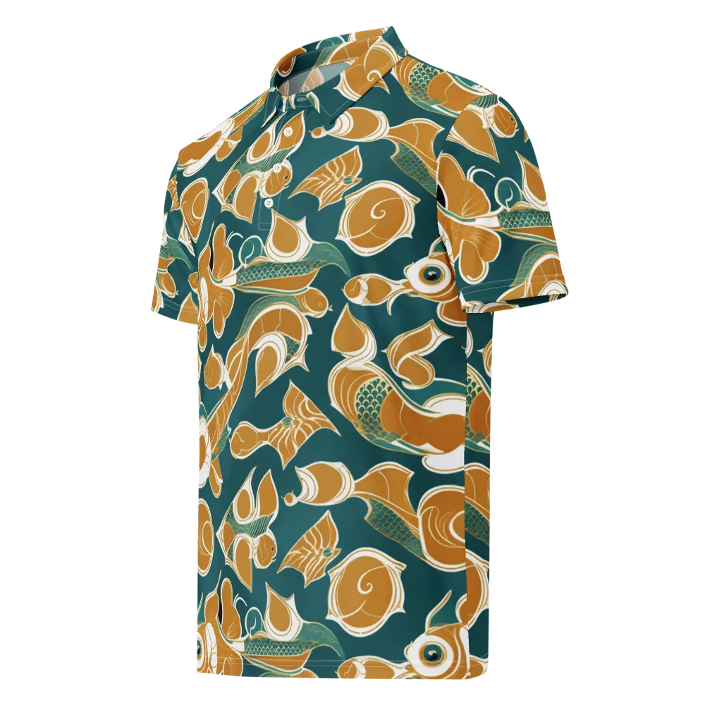 Gilded Koi Current on Men's Slim Fit Polo Shirt — Left Front