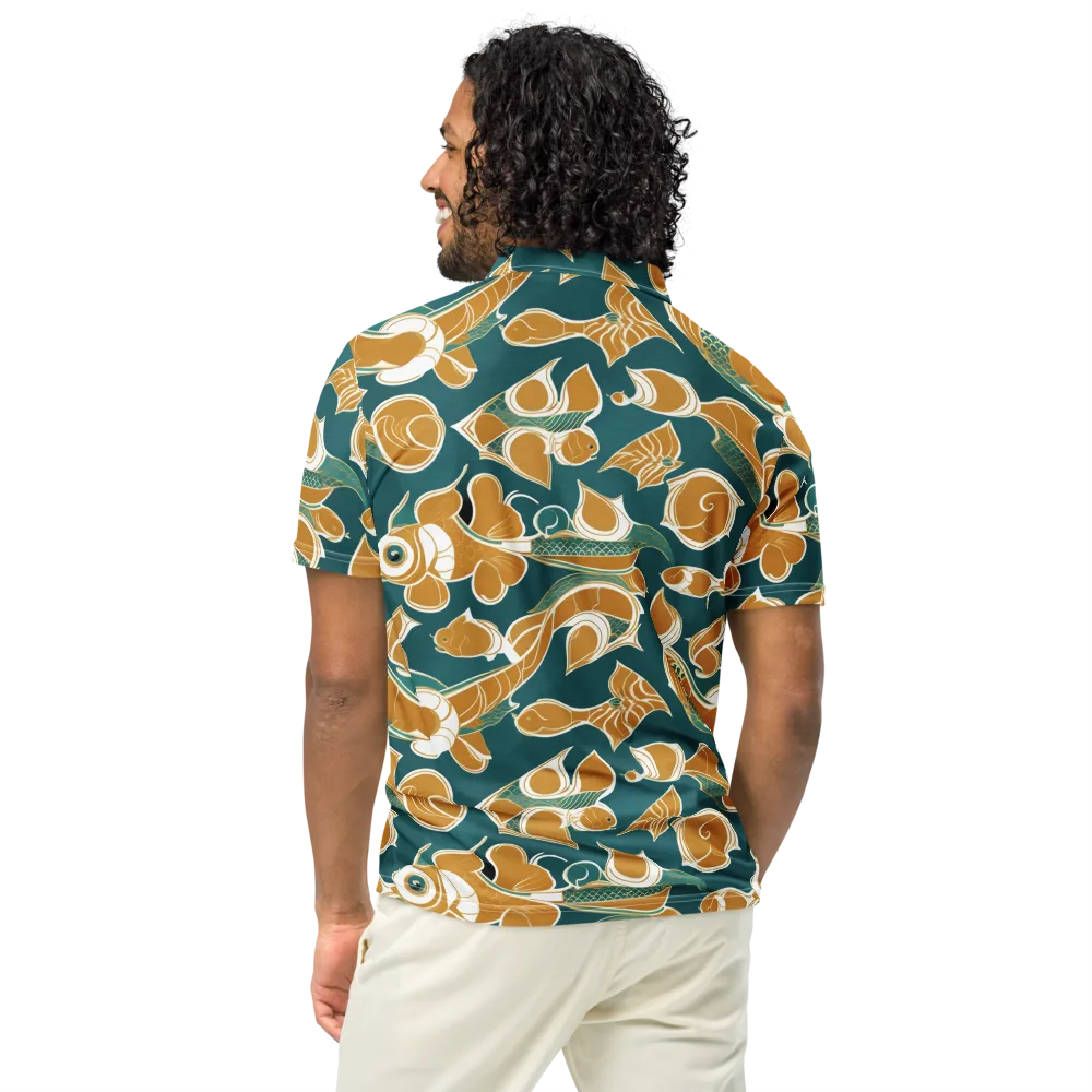 Gilded Koi Current on Men's Slim Fit Polo Shirt — Back