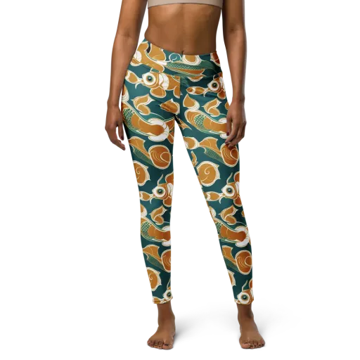Gilded Koi Current on a Yoga Leggings