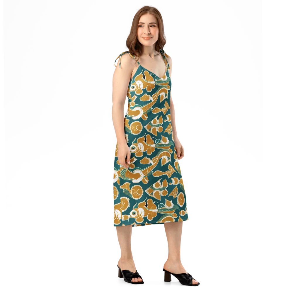 Gilded Koi Current on Slip Dress — Right Front