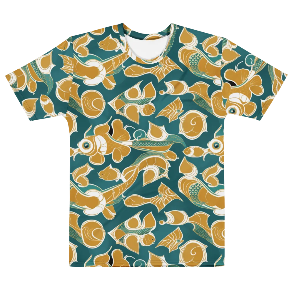 Gilded Koi Current on Men's Cotton Crew Neck T-Shirt — Front