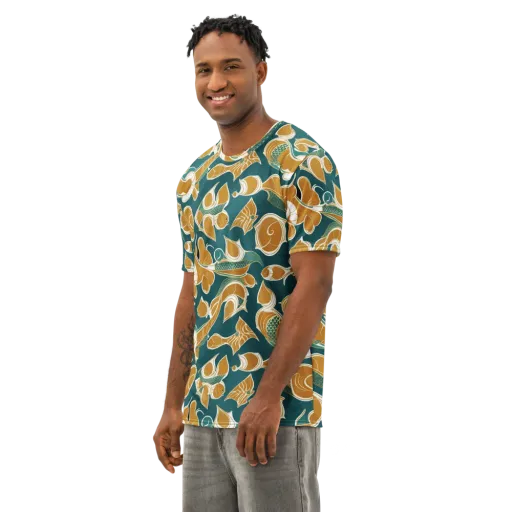 Gilded Koi Current on a Men's Cotton Crew Neck T-Shirt