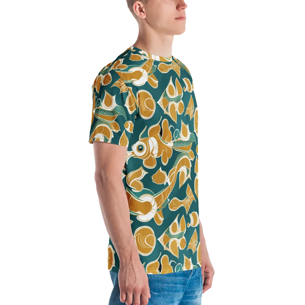 Gilded Koi Current on Men's Crew Neck T-Shirt — Right