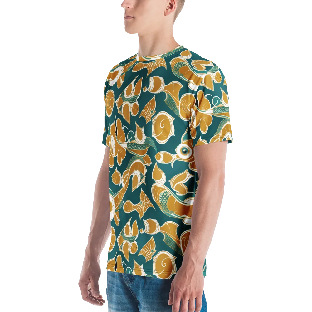 Gilded Koi Current on Men's Crew Neck T-Shirt — Left