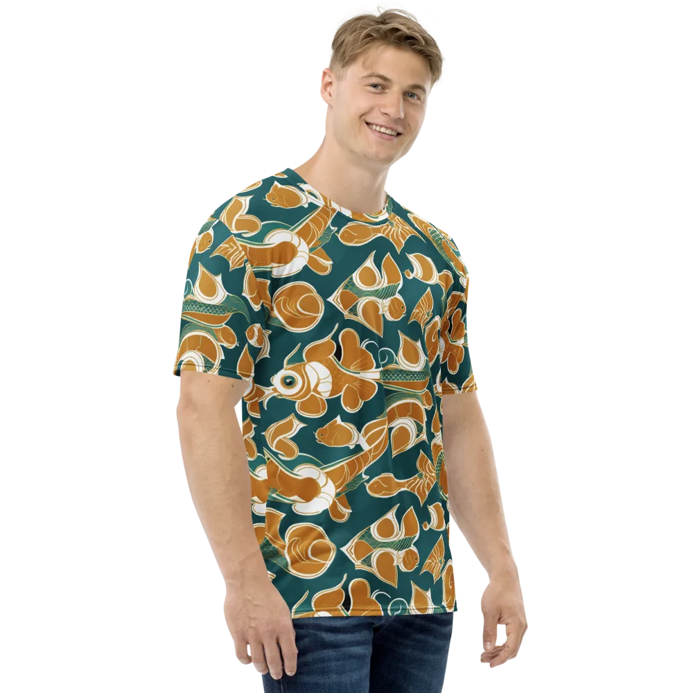 Gilded Koi Current on Men's Crew Neck T-Shirt — Right