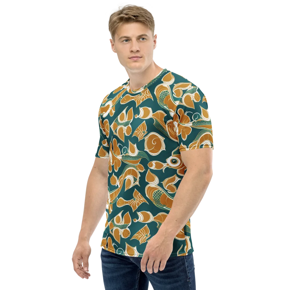 Gilded Koi Current on Men's Crew Neck T-Shirt — Left