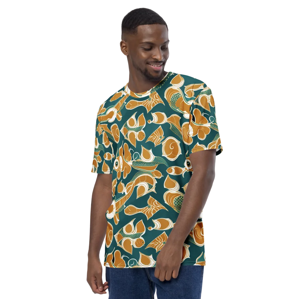 Gilded Koi Current on Men's Crew Neck T-Shirt — Left