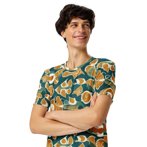 Gilded Koi Current on a Men's Crew Neck T-Shirt