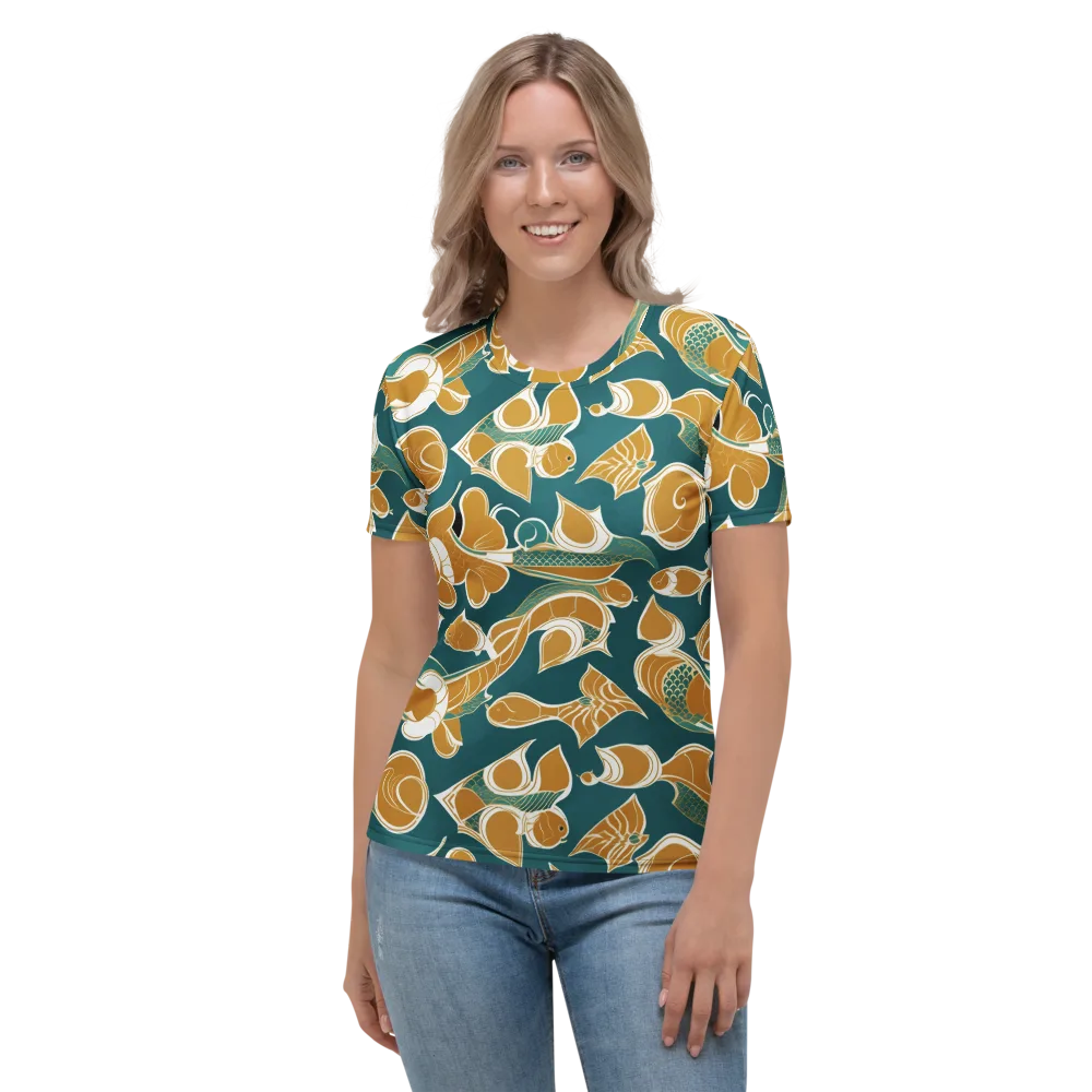 Gilded Koi Current on Women's Crew Neck T-Shirt — Front