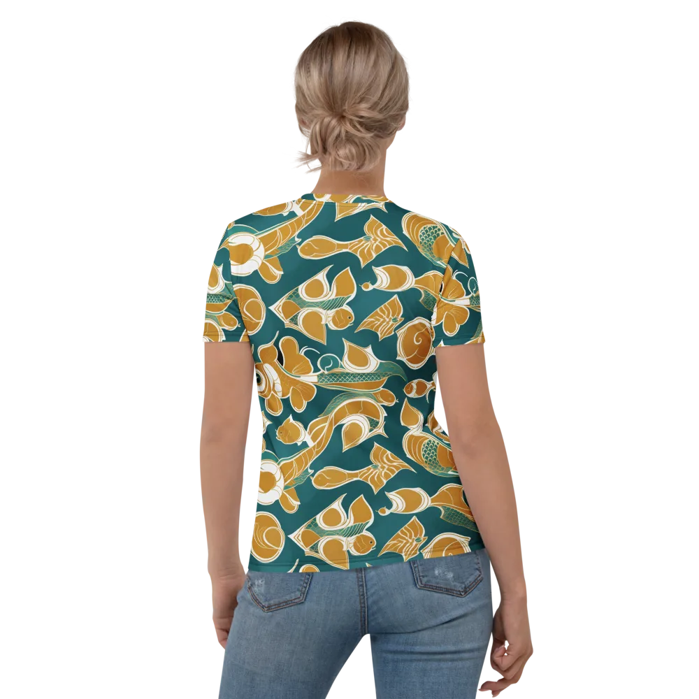 Gilded Koi Current on Women's Crew Neck T-Shirt — Back