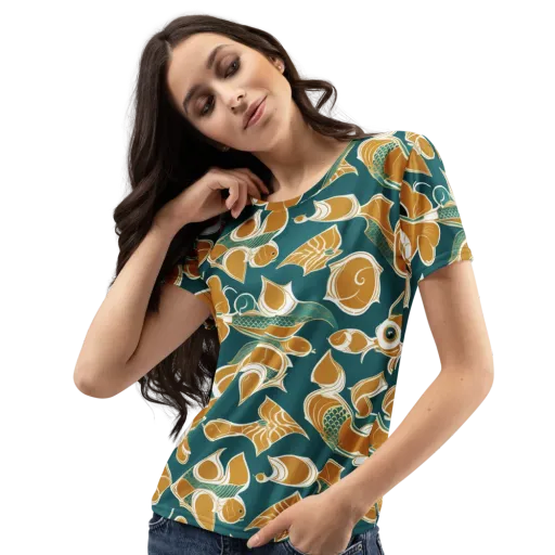 Gilded Koi Current on a Women's Crew Neck T-Shirt
