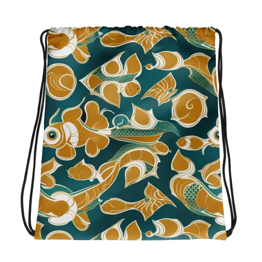 Gilded Koi Current on a Drawstring Bag