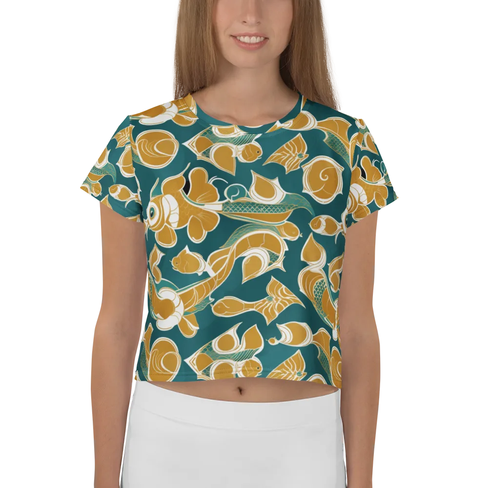 Gilded Koi Current on Crop Tee — Front