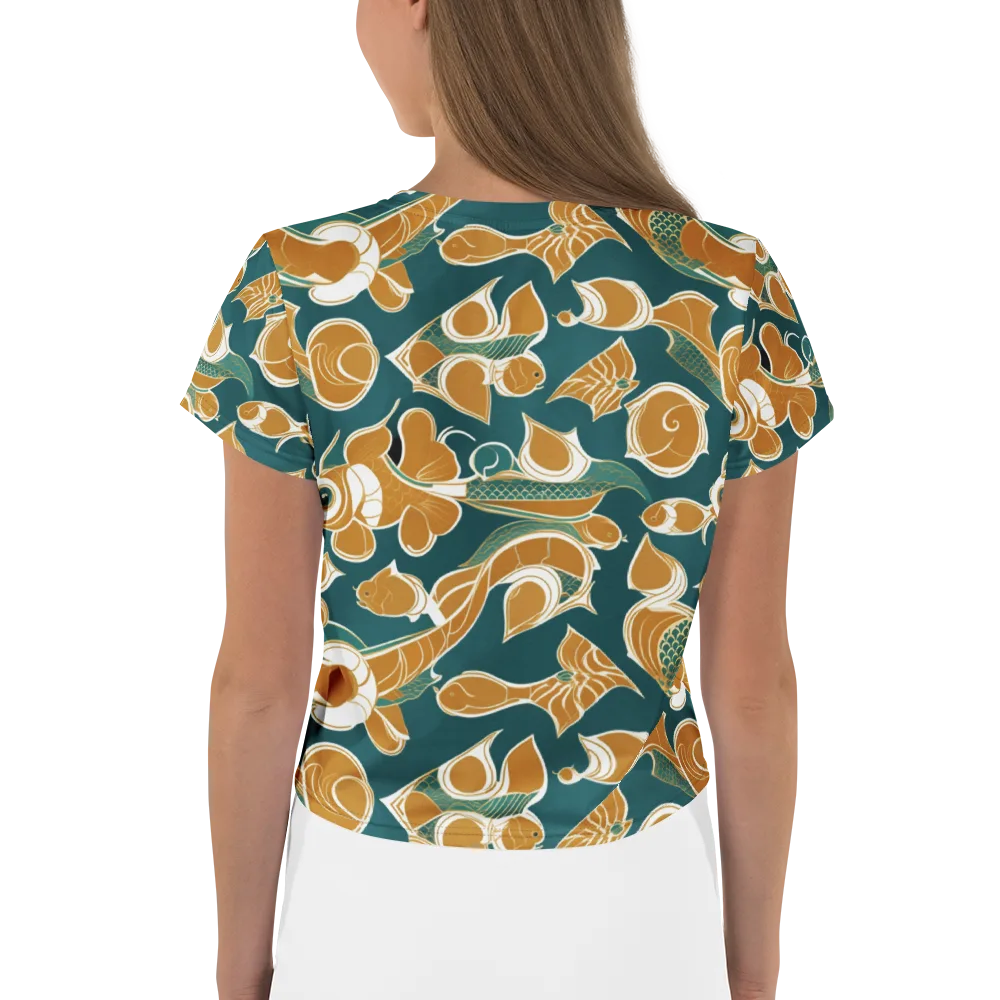 Gilded Koi Current on Crop Tee — Back