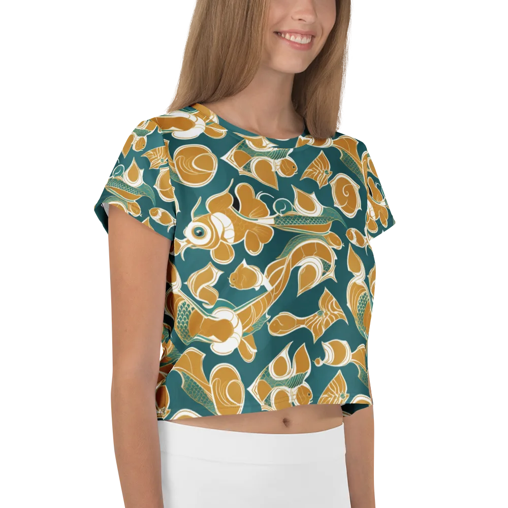 Gilded Koi Current on Crop Tee — Right