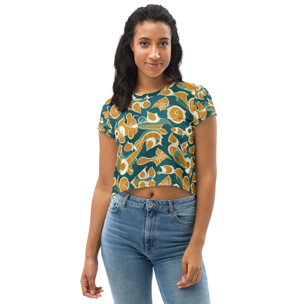 Gilded Koi Current on Crop Tee — Front