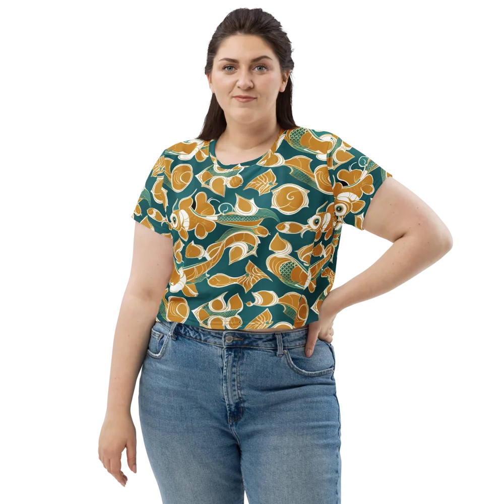 Gilded Koi Current on Crop Tee — Front